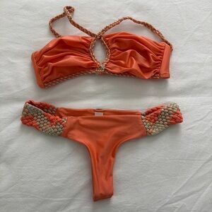 Luli Fama Coral Orange Bikini Bottoms